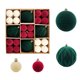 thumbnail image 2 of Juego de bolas navideñas de terciopelo 44 piezas | Adornos de árbol de plástico flocado 8cm 4cm | Rojo Verde Multicolor | Bolas decorativas para colgar para árbol de Navidad, hogar, decoración, 2 of 7