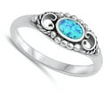 thumbnail image 4 of CHOOSE YOUR COLOR Blue Simulated Opal Bali Ring .925 Chic Sterling Silver Band CZ Female Size 10, 4 of 4