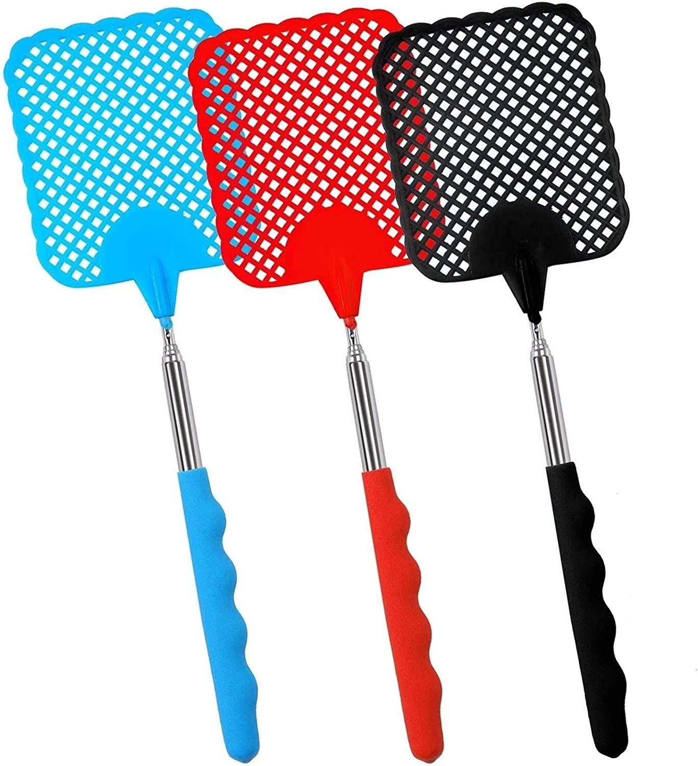 Fly swatter 3 Packs, Expandable Fly swatter, Lightweight Manual Control, with Adjustable