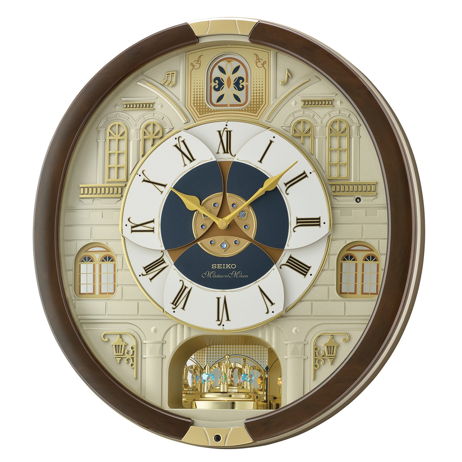 Seiko Round Melody In Motion 17.5H in. Wall Clock with 16 Swarovski