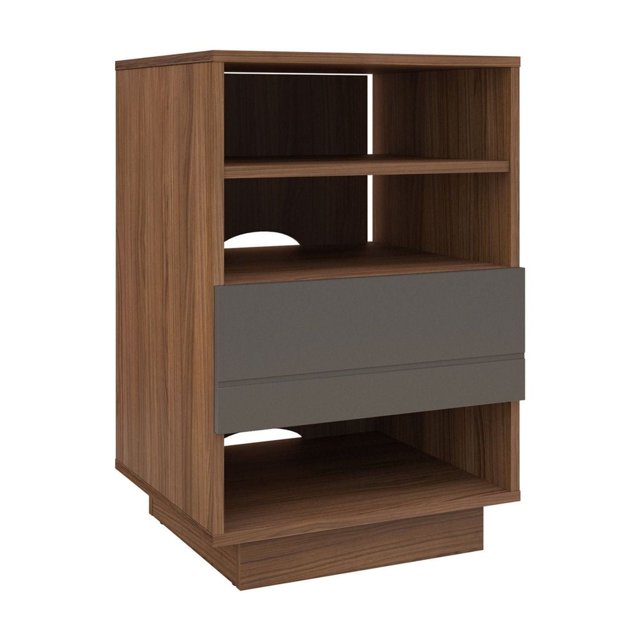 Nexera Radar 1-Drawer Audio Cabinet, Walnut and Charcoal