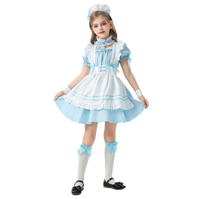 LOVZFMLL Girls' Solid Color Summer Short Sleeved Casual Dress Medium To Large Kid's Short Sleeved Dress