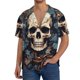 thumbnail image 1 of Fotbe Vintage Leaf Flower Skull Camisa Estampada de Manga Corta para Hombre, Casual de Verano, Estilo Playero, Sin Arrugas-XX-Large, 1 of 5