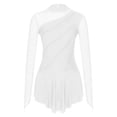 thumbnail image 3 of Yartina Women's Long Sleeve Figure Ice Skating Dress Mesh Rhinestone Roller Skating Lyrical Dance White XL, 3 of 7