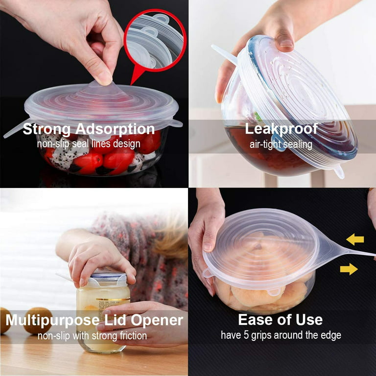 Silicone Stretch Lid 12-Pack - 6 Sizes - Eco Lifestyle Stretchable Silicone  Lid Flexible Silicone Lids Food and Bowl Covers to Keep Your Food Fresh 