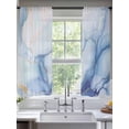 thumbnail image 2 of Blue Gradient Marble Sheer Curtains 2 Panels Set Modern Abstract Sheer Window Curtains Light Filtering Rod Pocket Voile Drapes for Bedroom Living Room 52"X72", 2 of 8