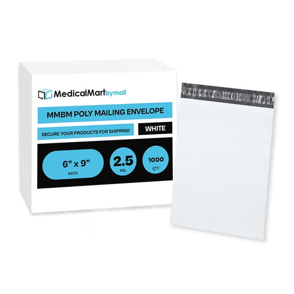 MMBM Poly Mailers 6" x 9" 2.5 Mil Water Resistant Envelopes with Self Adhesive for Secure Packaging 1000 Pack