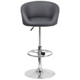 thumbnail image 4 of Contemporary Charcoal Fabric Adjustable Height Barstool with Barrel Back and Chrome Base, 4 of 8
