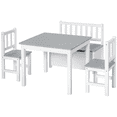 thumbnail image 2 of Qaba 4-Piece Kids Table Set with 2 Wooden Chairs, 1 Storage Bench, and Interesting Modern Design, Gray / White, 2 of 9