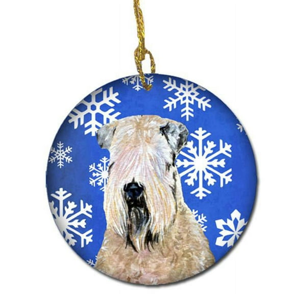 Wheaten Terrier Soft Coated Snowflakes Holiday Christmas Ceramic Ornament