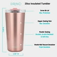 thumbnail image 4 of DRINCO 20 oz Stainless Steel Tumbler With Straw & Spill Poof Flip Lid, Vacuum Insulated Travel Mug, For Hot & Cold Drinks, Xmas-Rose Gold, 4 of 6