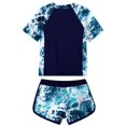 thumbnail image 2 of Aideaone Girls Short Sleeve Swimsuit 2-Piece Tankini Rash Guard Bathing Suit Sets Beach Swimwear 8-14T, 2 of 5