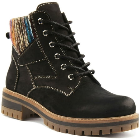 

JUSTINREESS Ella Women s Leather Lace Up Ankle Boot In Black Size 9