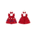 thumbnail image 2 of Lairauiy Baby Girls Independence Day Romper Dress 3 6 9 12 18 Months Flying Sleeve Star Embroidery Mesh Bodysuit with Headband for 4th of July, 2 of 9
