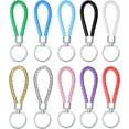 thumbnail image 1 of Leather Key Rings, 10 Pieces Car Pendant Key Rings Braided Keychain for Car Keys, Men Women, Multicolor, 1 of 7