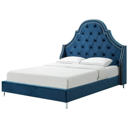 bed queen frame nailhead tufted aaron velvet platform
