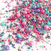 Mermaid Glam| Bright Pink Passionate Purple Aquatic Teal Sprinkles Birthday Colorful Candy Sprinkles Mix Baking Cake Decoration Cupcake Toppers Cookie Decorating Ice Cream Toppings, 4OZ
