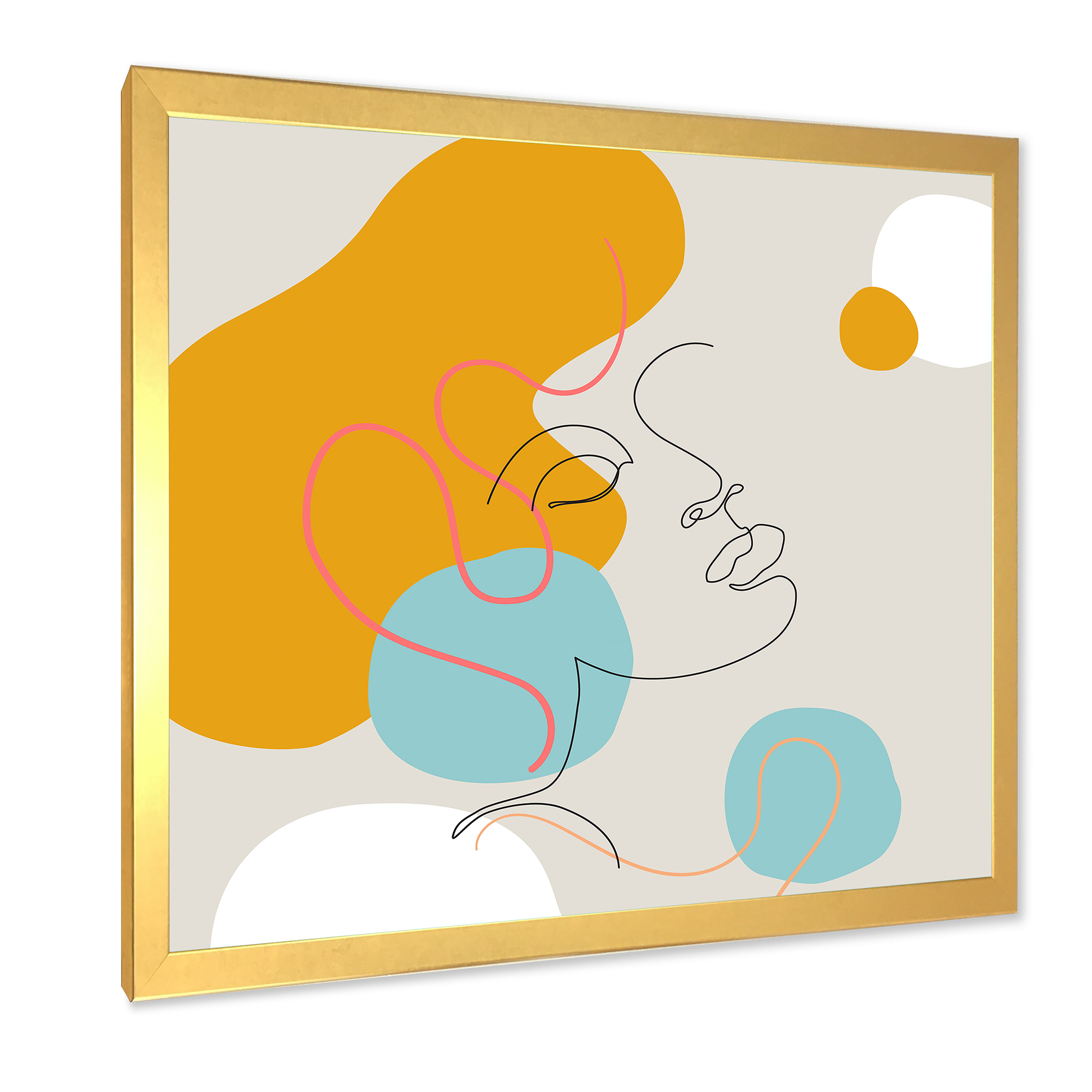 Designart 'Minimal Portrait of Female Face Drawn With One Line I' Modern Framed Art Print