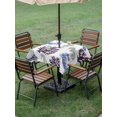 thumbnail image 4 of Outdoor Tablecloths with Umbrella Hole & Zipper, Seahorse Coral Coastal 54x54 Inch Square Tablecloths, Nautical Summer Beach Ocean Sea Waterproof Table Cloth, Patio/Pool/Picnic Table Covers, 4 of 8