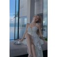 thumbnail image 3 of Irregular Dresses Women Floral Ruffles Sleeveless V Neck Backless French Style Sweet Elegant Dress Party Princess, 3 of 14