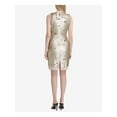 thumbnail image 2 of CALVIN KLEIN Womens Gold Sleeveless Above The Knee Sheath Party Dress Size: 12, 2 of 2