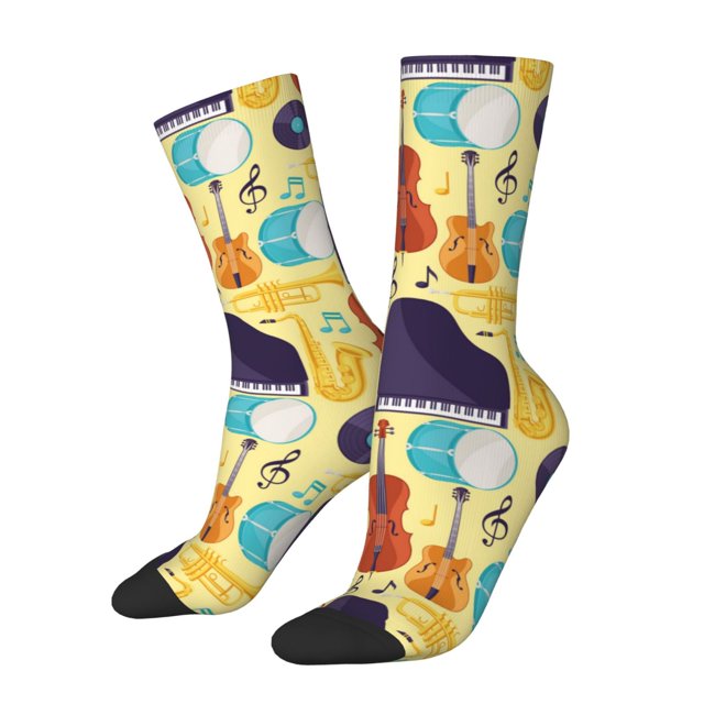 Balery Musical Instruments Calcetas Largas con Estampado para Hombre y Mujer – Suaves y Transpirables, Talla Única (US 5-11)