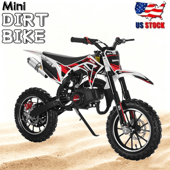 49CC 2-Stroke Kids Dirt Bike, Upgraded Gas Dirt Bike for Kids 8-14, Gas Power Motocross, Off Road Mini Motorcycle, Pocket Motorbike with Dual Disc Brakes, Summer Outdoor Adventure Toys