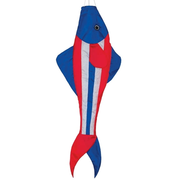 In the Breeze 4828 — Patriot 48 Inch Trout Windsock — Colorful, Patriotic Wind Decoration