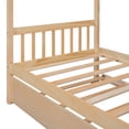 thumbnail image 7 of Twin Size House Bed with Twin Size Trundle, Solid Wood Bed Frame with Roof Headboard and Footboard, Playhouse Bed for Kids Boys Girls, Natural, 7 of 7