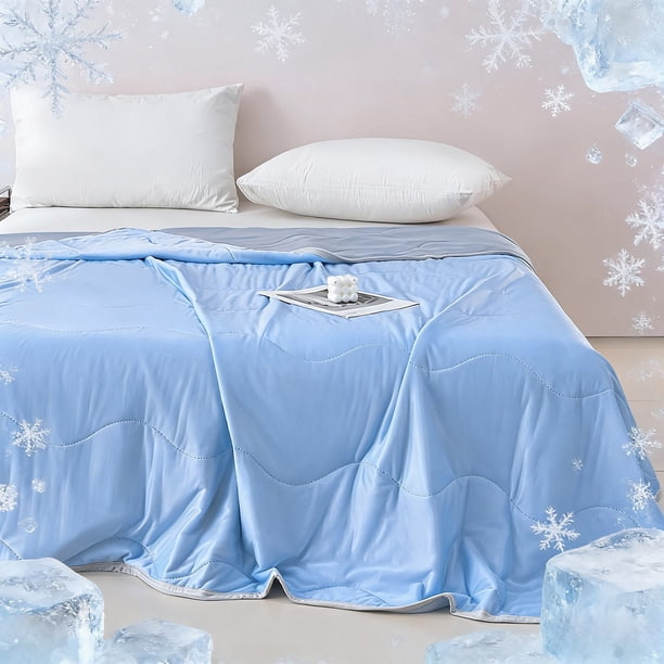 Solid Color Wavy Comforter Cool Touch Air Conditioning Quilt Soft Breathable Summer Blanket For Bedroom