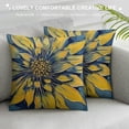 thumbnail image 3 of PRATYUS Navy Blue Yellow Dahlia Throw Pillow Covers Teal Gray Floral Cushion Covers Modern Home Decorative Soft Plush Cushion Cases for Bed Couch Sofa Living Room Co 24x24in, 3 of 5