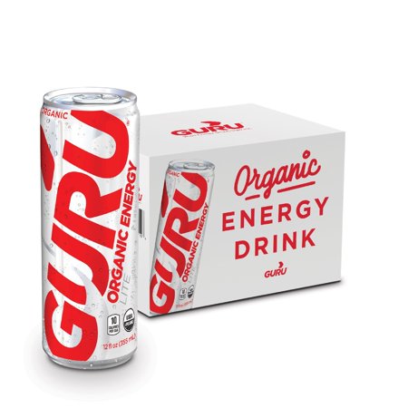 GURU Lite Organic Energy Drink â?? Low Calorie, Vegan, All Natural Energy Booster â?? Experience Energy Without the Jitters, Rush or Crash â?? 12x12oz / 355ml Cans 12 Ounce Cans (Pack of (Best Energy Drink Without Crash)
