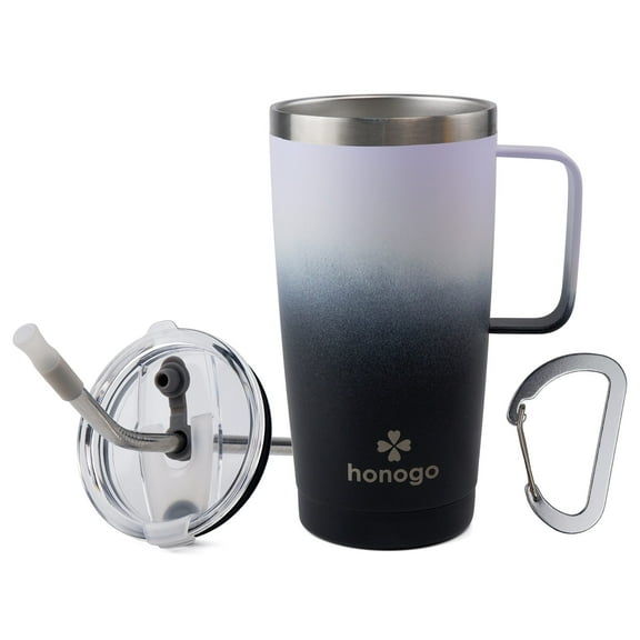 20 oz Stainless Steel Insulated Tumbler with Handle, Thermal Travel Coffee Mug with Lid and Straw