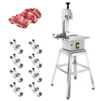 2500W Commercial Electric Meat Bandsaw, Meat Cutter with Portable Stand, 8 Saw Blades, 0.04-10" Cutting Thickness, Stainless Steel Bandsaw Machine for Frozen Meat, Beef