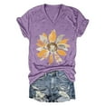 thumbnail image 3 of T-Shirts Élégants pour Femmes Manches Courtes Col en V avec Imprimé Floral pour Usage Quotidien, 3 of 3