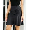 thumbnail image 4 of HA-EMORE Women High Waisted Skirts Elegant Pleated Ruffle Flare Swing Sexy Pencil Mini Skirt, 4 of 7