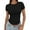 Black, variant on Women's Stretchy Crop Top Summer Essential Round Neck Short Sleeve Pullover Soft Fabric Trendy Streetwear Style