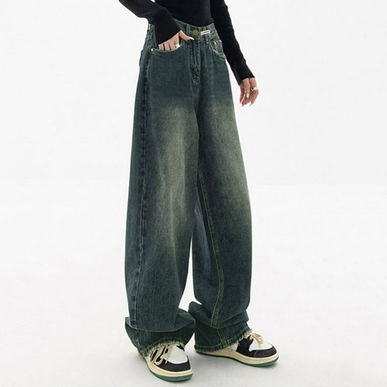 GYUJNB High Waist Baggy Jeans for Women Straight Wide Leg