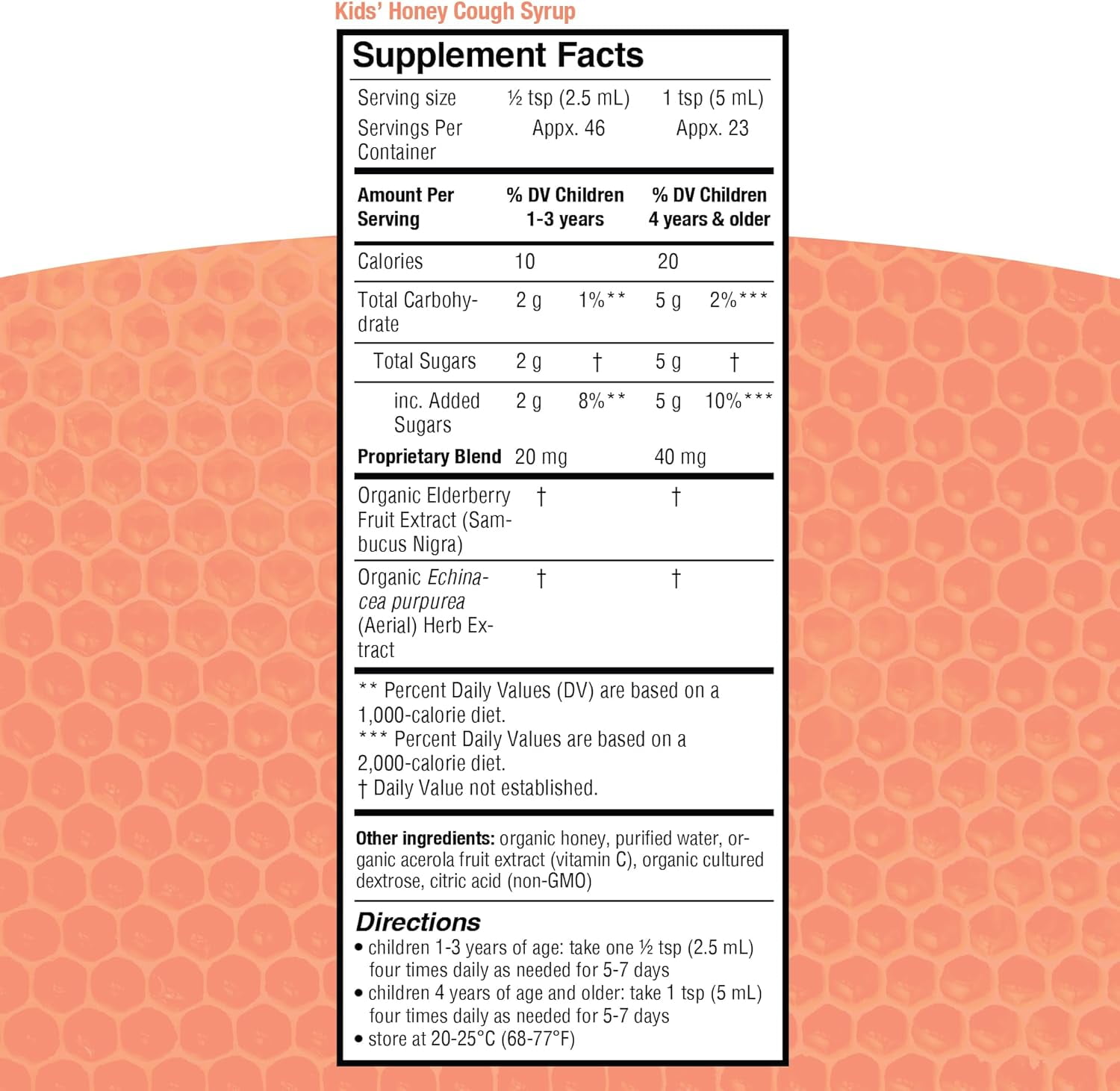 Genexa Kids' Honey Cough Syrup - 4oz - Made with Organic Honey - Certified Organic, Gluten-Free & Non-GMO