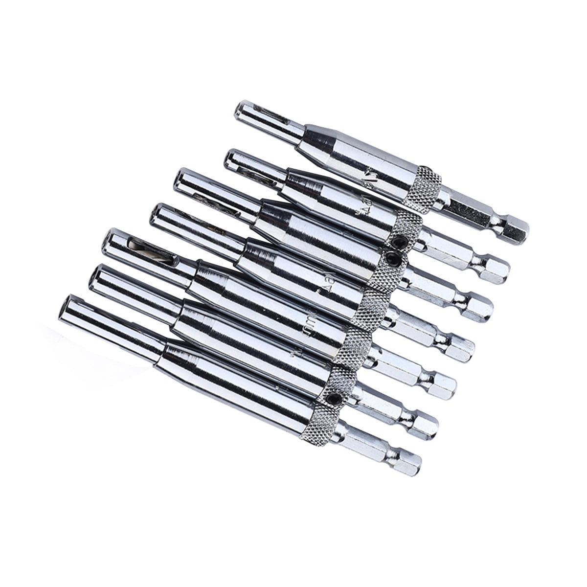 LABSERRON  Woodworking Drill Bit Set, Silver, Precise Hinge Hole Drilling, 14Pcs