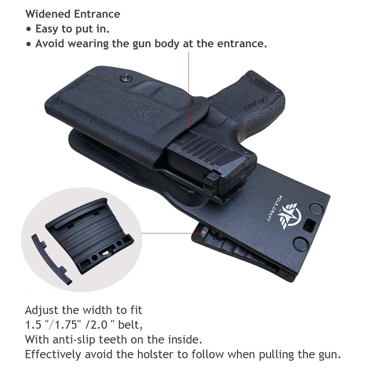 Sig P365 Holsters, P365 Holsters OWB Kydex Holster Custom Fit: Sig Sauer P365 / P365 SAS / P365 X Pistol - Outside Waistband Carry 1.5-2 Inch Belt Clip (Black, Right)