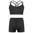 thumbnail image 6 of iiniim Kids Girls 2Pcs Activewear Set Gymnastics Dance Sports Crop Tops and Booty Shorts Swimsuit 4-14 A Black 4, 6 of 7