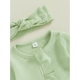 thumbnail image 5 of Suealasg Newborn Girls Footie Jumpsuits +Headband Long Sleeve Zipper Full Length Pajamas Rompers 3M 6M 12M Infant Baby Girls Coming Home Outfits, 5 of 7