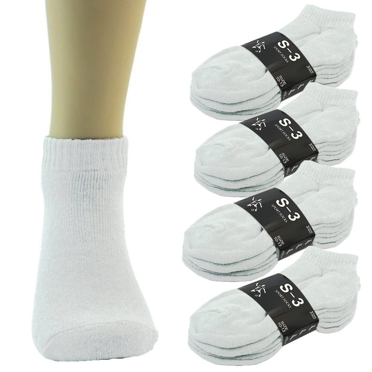 Bulk Pack Of Men's White Sport Socks - Cotton Blend Ankle/Crew Sizes 9-13