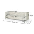 thumbnail image 3 of Noble House Camden Tufted Velvet Sofa, Beige, Silver, 3 of 10