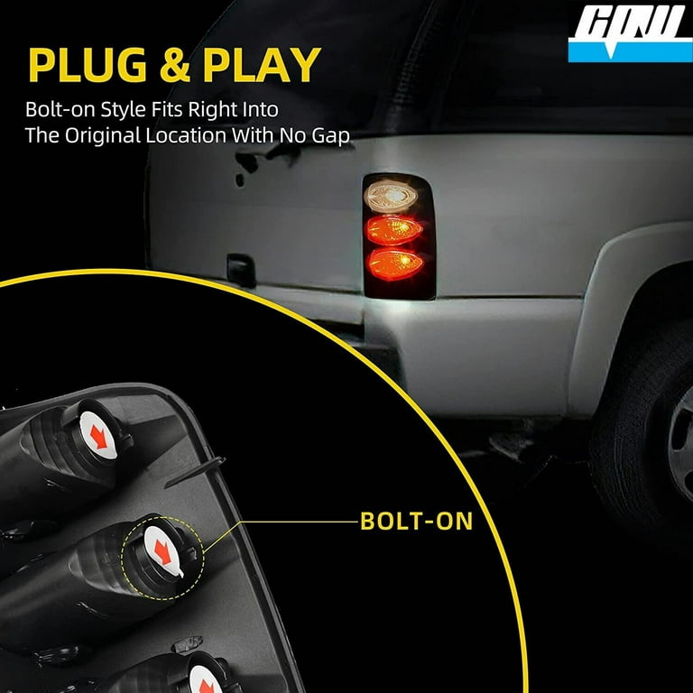 Halogen Black/Smoke Lens Tail Lights Pair Set for 2000-2006 Chevrolet  Suburban/Tahoe and GMC Yukon