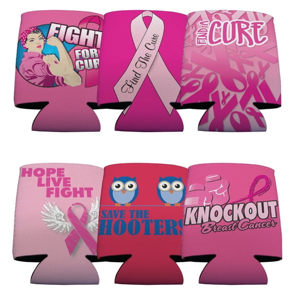 Breast Cancer Awareness Can Cooler Set – 6 Designs – Set of 6