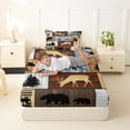 thumbnail image 4 of Feelyou Rustic Wood Plank Cabin Twin Sheet Sets for Men Boys, Forest Deer Bear Animal Bedding, Brown, 3-Piece, 4 of 5