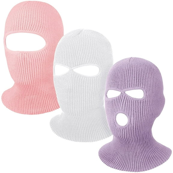 GRNSHTS 3 Pieces Knit Full Face Cover Winter Balaclava Face Covering Thermal Ski Cover for Adult