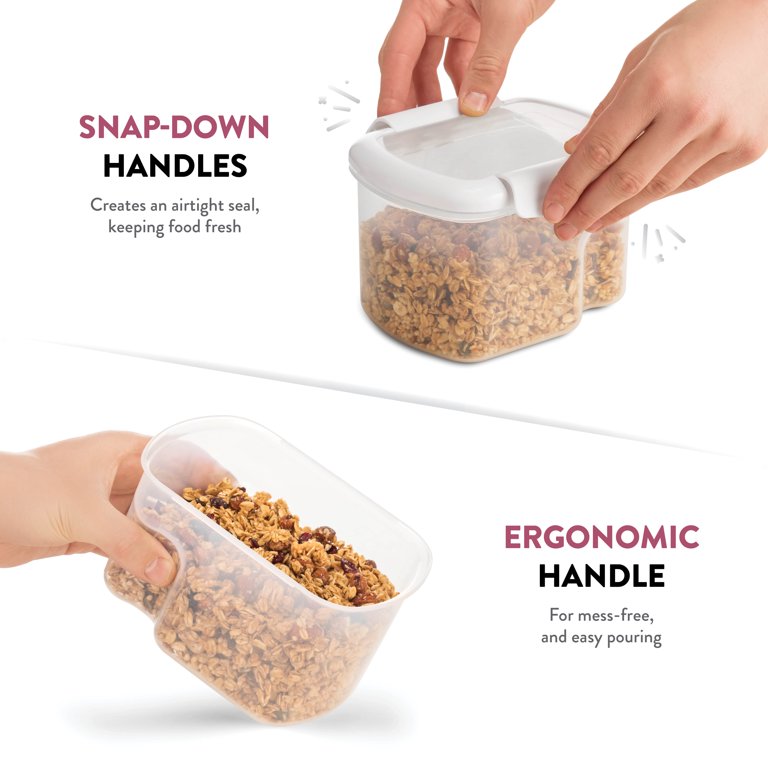 4 Pack Airtight Cereal & Dry Food Storage Container - BPA Free Plastic  Kitchen and Pantry Organization Canisters for, Flour, Sugar, Rice, Nuts